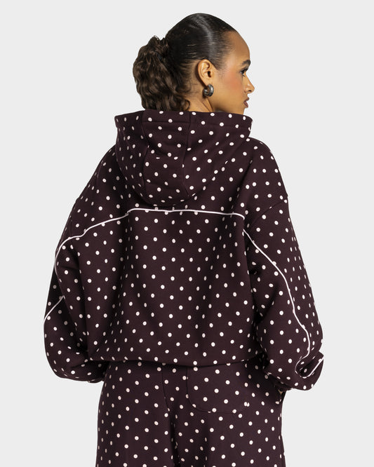 Contrastline Hooded Sweater ‘Merlot Polka Dot’