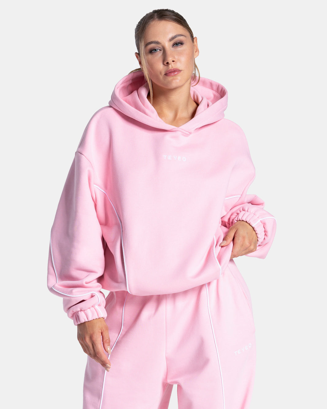 Contrastline Hooded Sweater ‘True Pink’