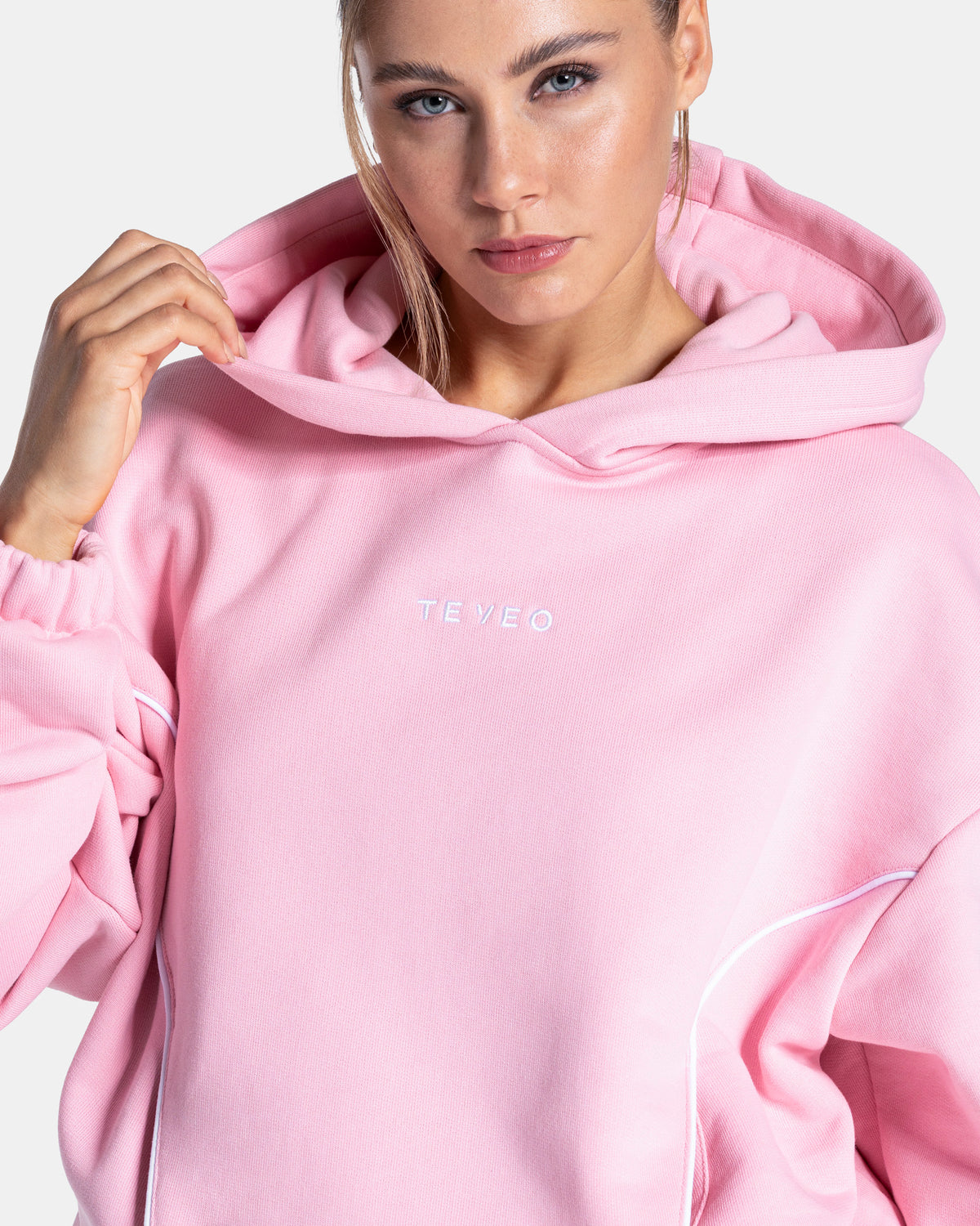 Contrastline Hooded Sweater ‘True Pink’