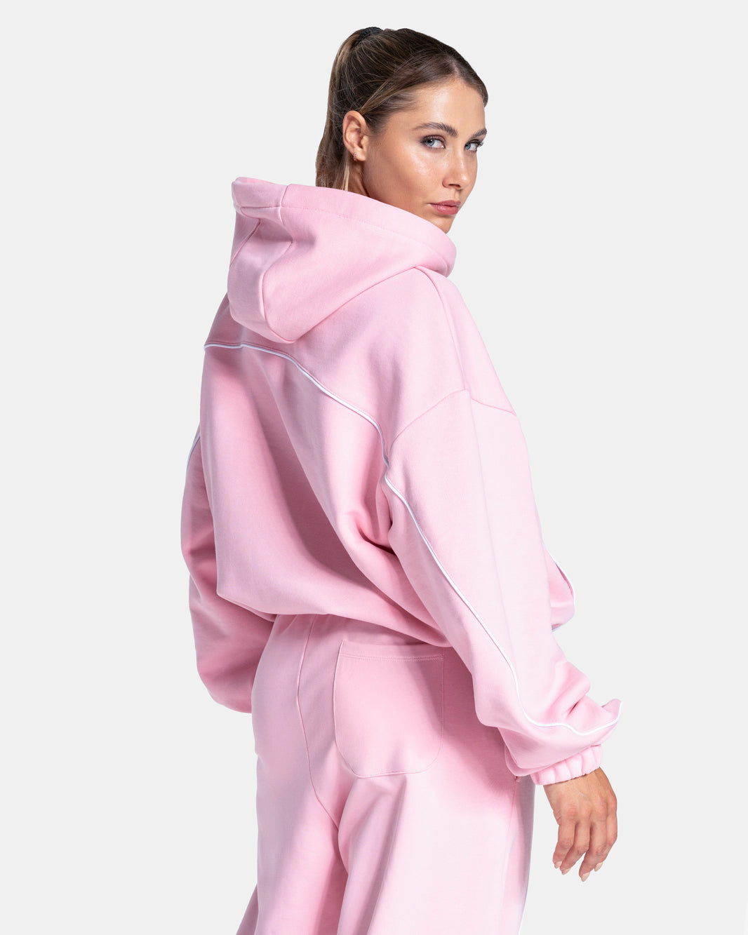 Contrastline Hooded Sweater ‘True Pink’