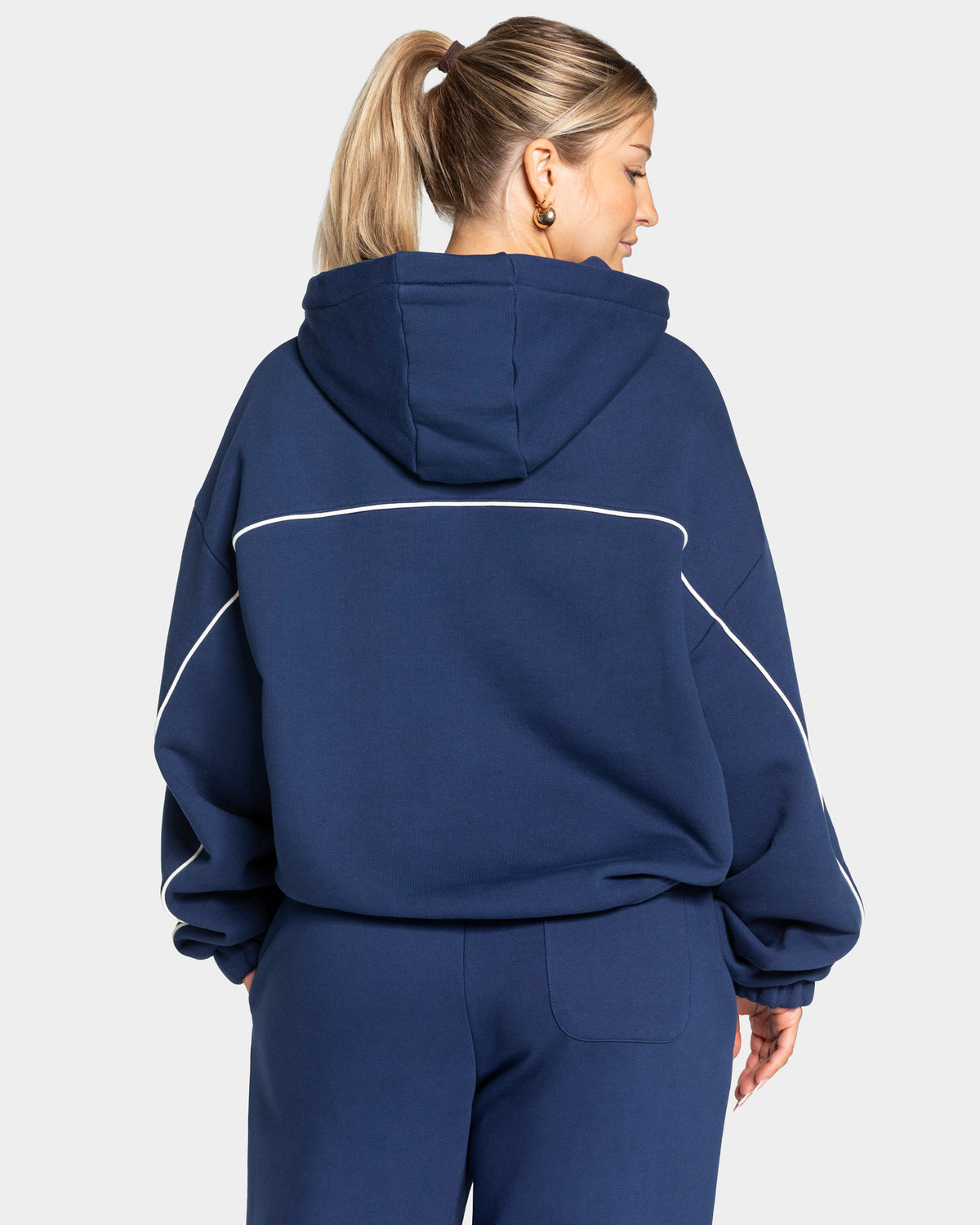 Contrastline Hooded Sweater ‘Dark Blue’