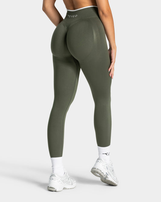 Contrastline Sculpt Scrunch Leggings ‘Khaki’