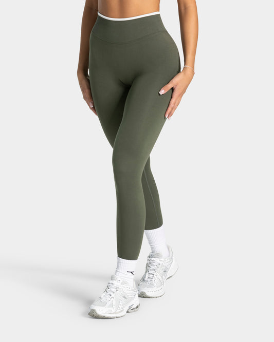 Contrastline Sculpt Scrunch Leggings ‘Khaki’