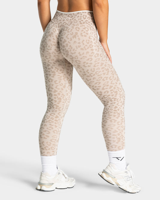 Legginsy Contrastline Sculpt Scrunch „Panterka – cream”