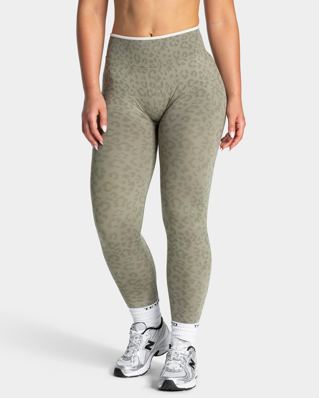 Legging Contrastline « Léopard kaki »