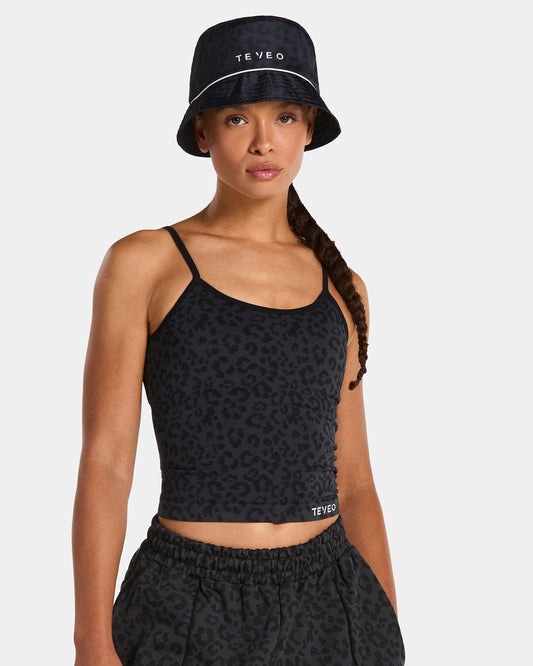 Contrastline Bucket Hat ‘Black Leopard Print’