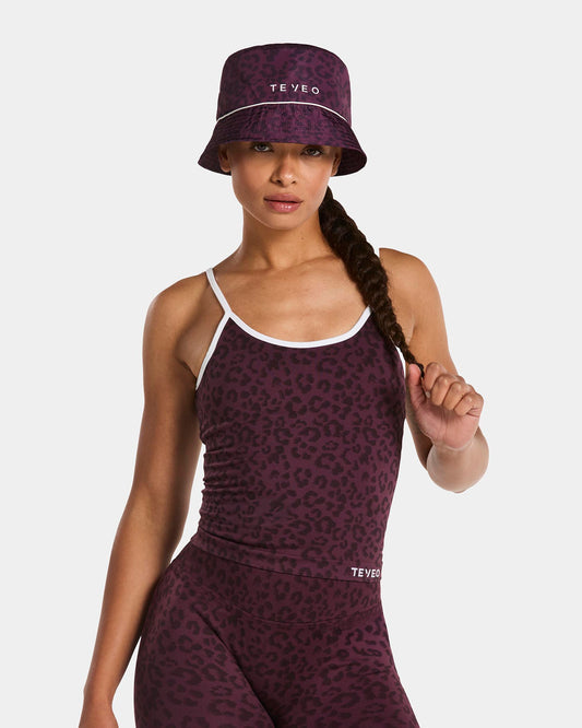 Contrastline Bucket Hat ‘Merlot Leopard’