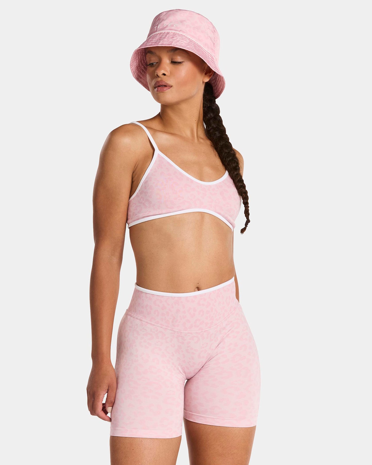 Cappello a secchiello Contrastline “Stampa leopardata Rosa"
