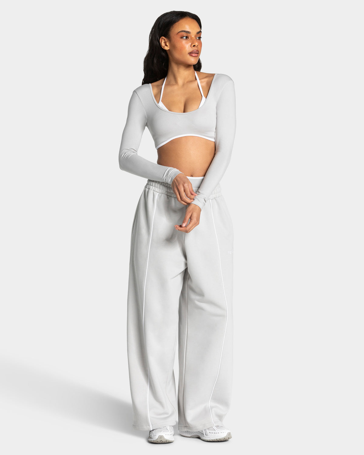 Contrastline Wide Leg Joggers ‘Moon’