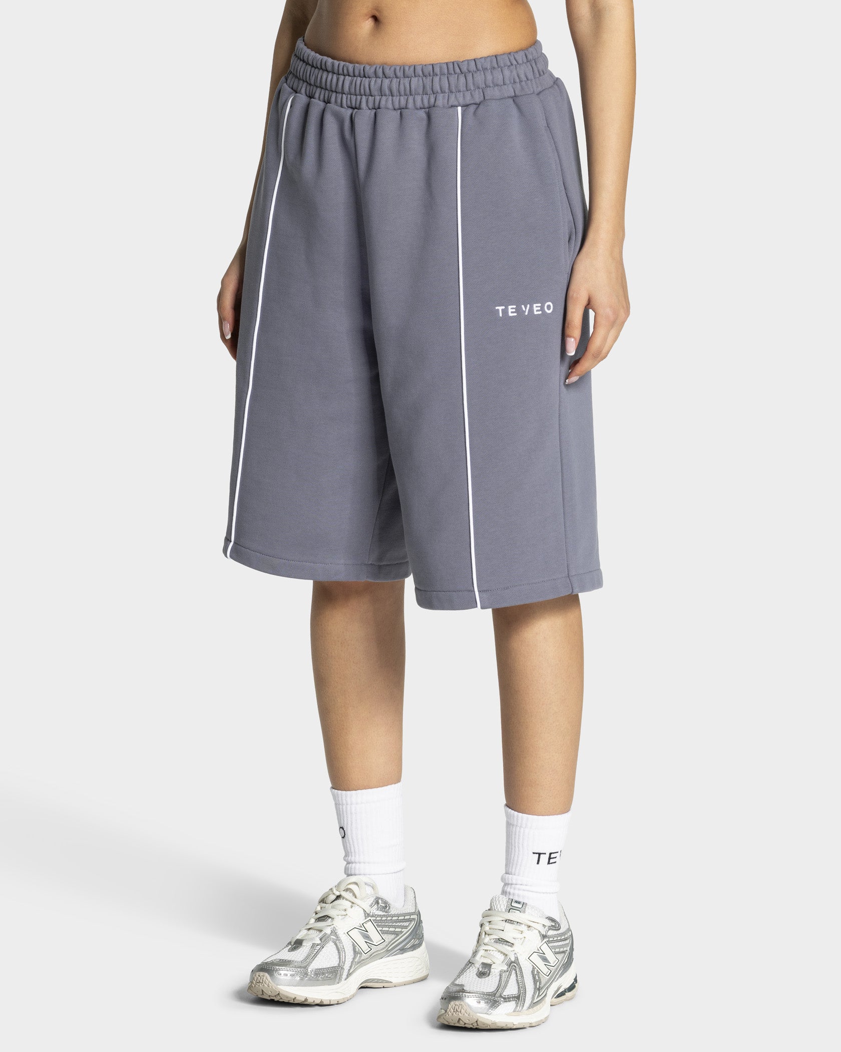 パンツ moditec wide cotton jorts gray Contrastline Oversized Jorts 'Ice Grey'