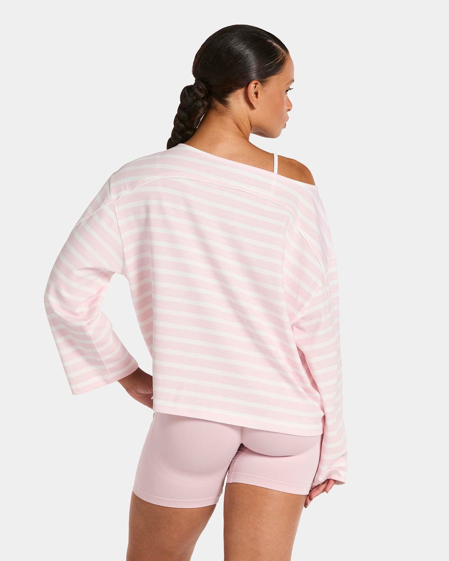 Contrastline Off-Shoulder Longsleeve ‘Blossom Stripe’