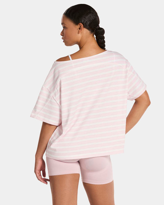 T-shirt à épaules dénudées Contrastline « Stripe Blossom »