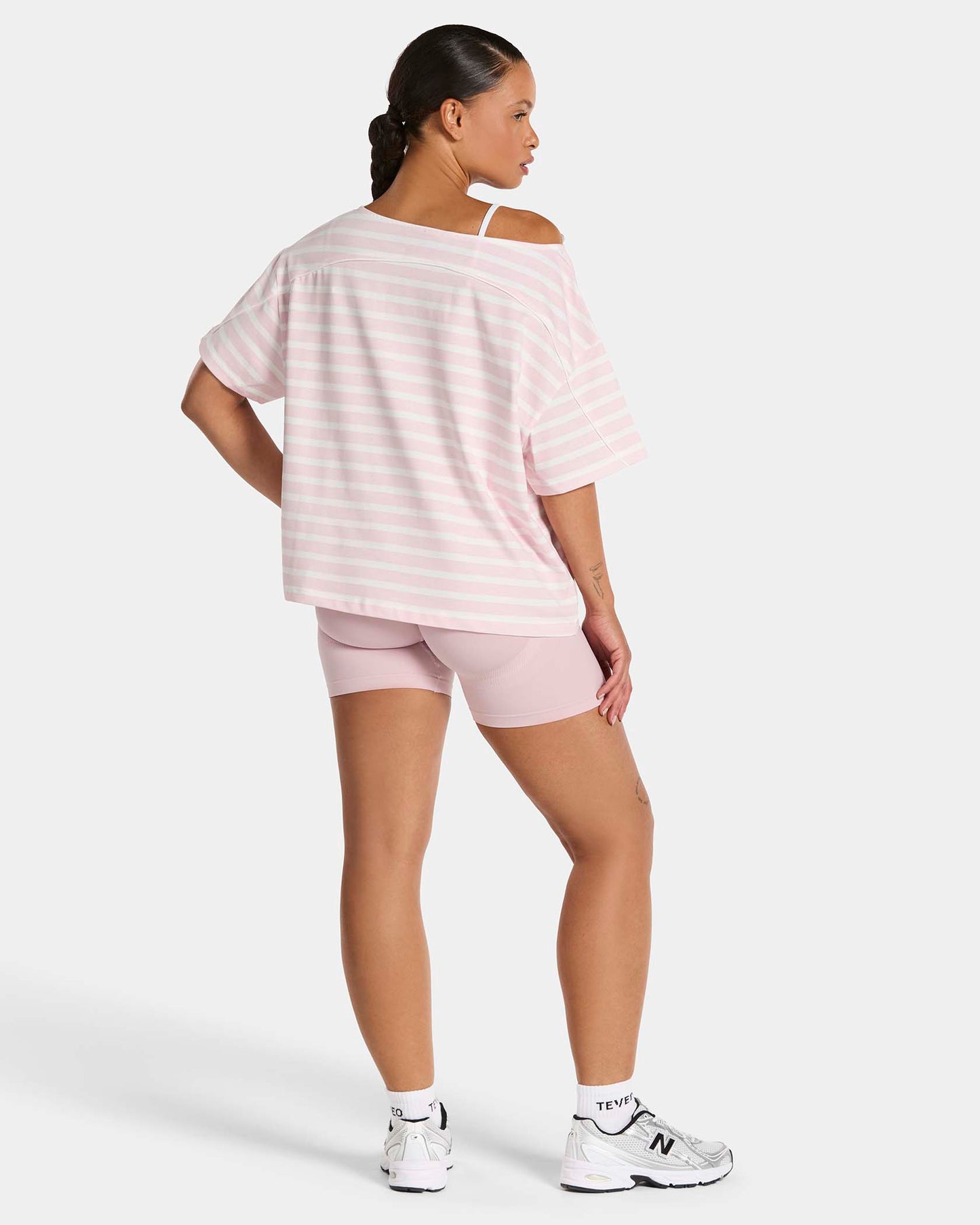 Contrastline Off-Shoulder T-Shirt ‘Blossom Stripe’