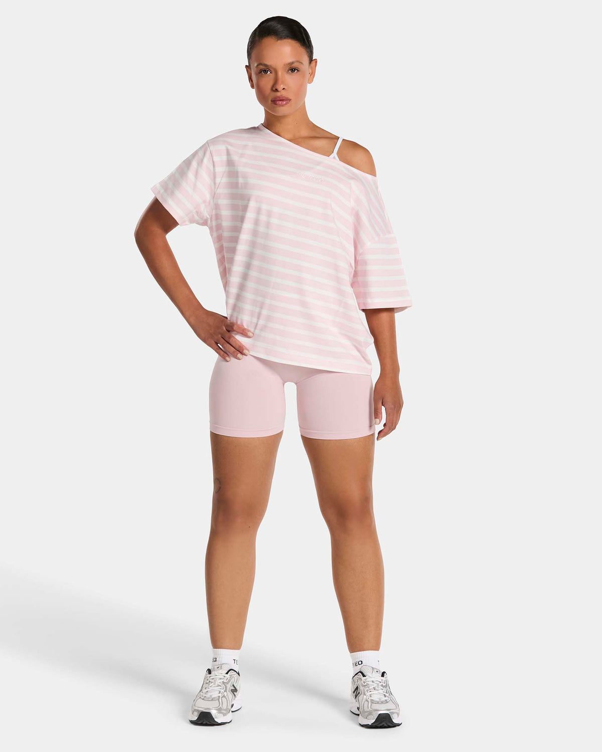 Contrastline Off-Shoulder T-Shirt ‘Blossom Stripe’