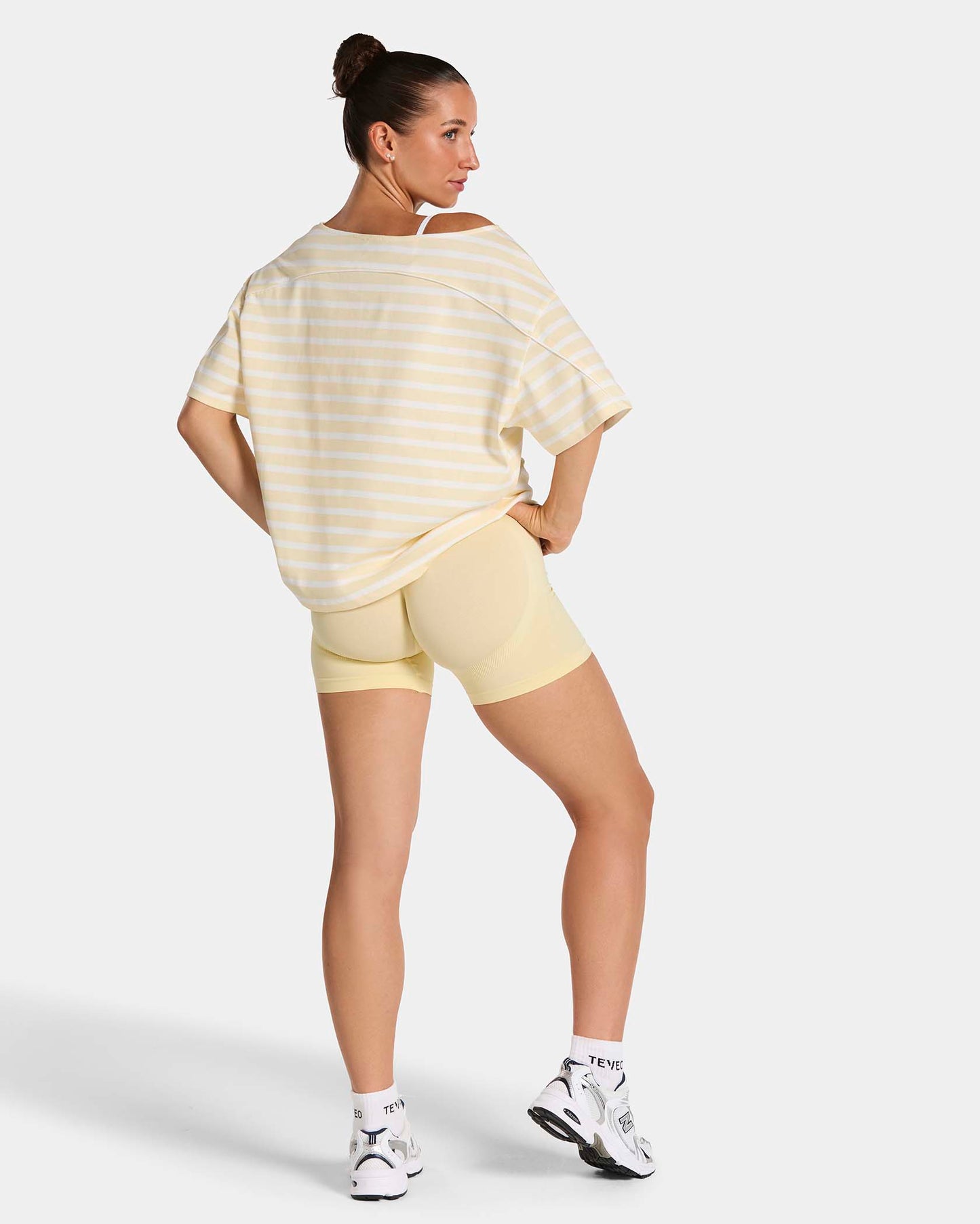 Contrastline Off-Shoulder T-Shirt ‘Butter Yellow Stripe’