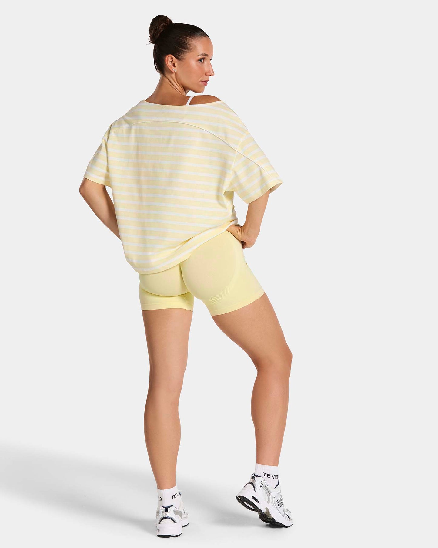 Contrastline Off-Shoulder T-Shirt ‘Butter Yellow Stripe’