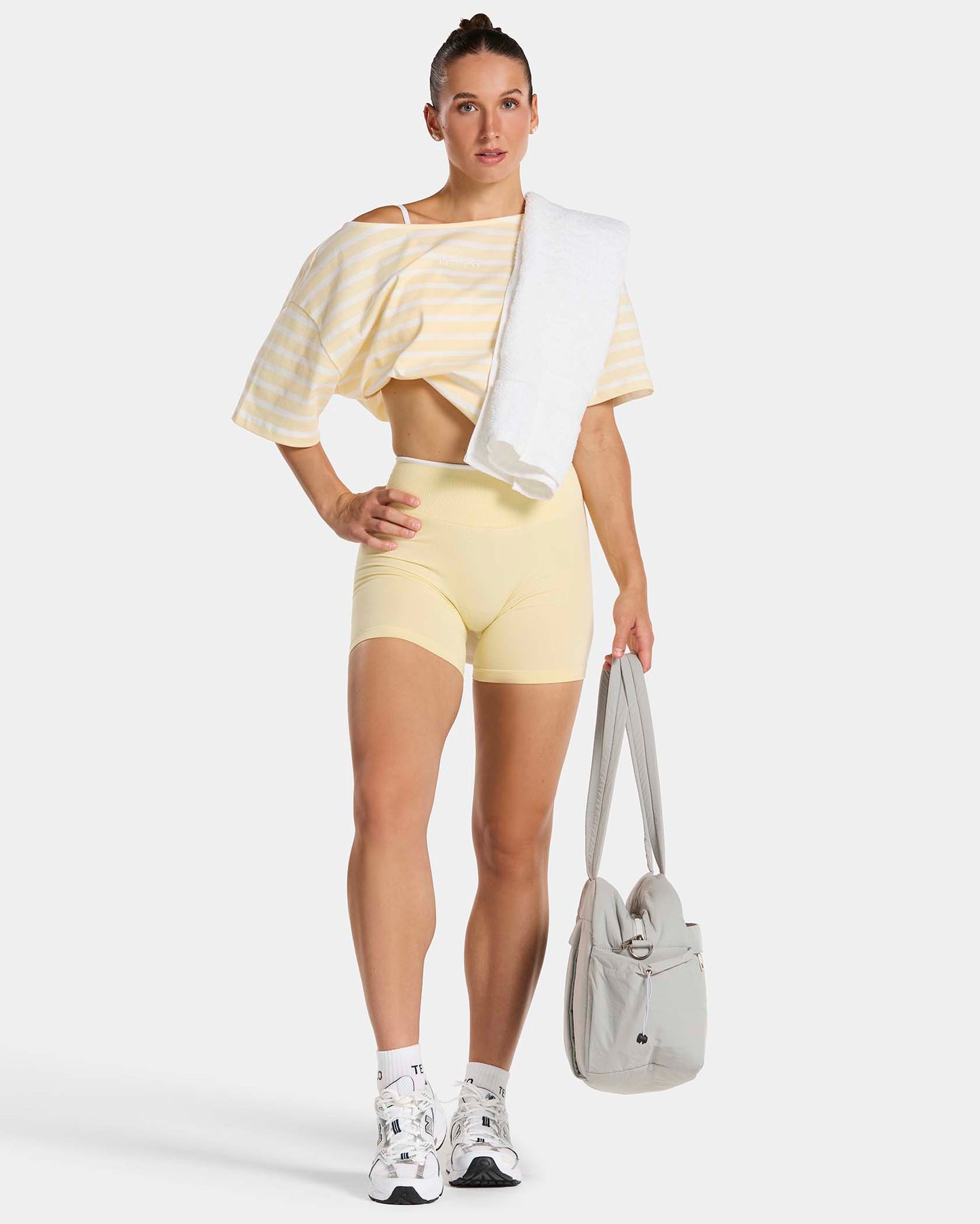 Contrastline Off-Shoulder T-Shirt ‘Butter Yellow Stripe’