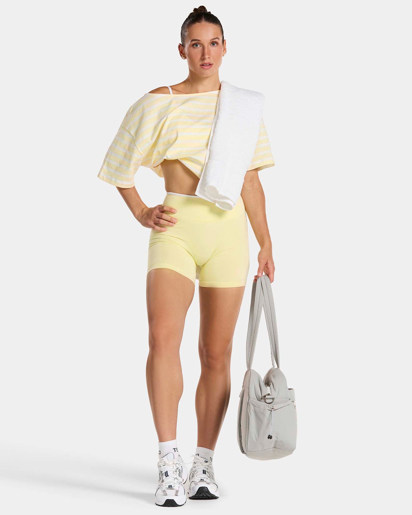 Contrastline Off-Shoulder T-Shirt ‘Butter Yellow Stripe’