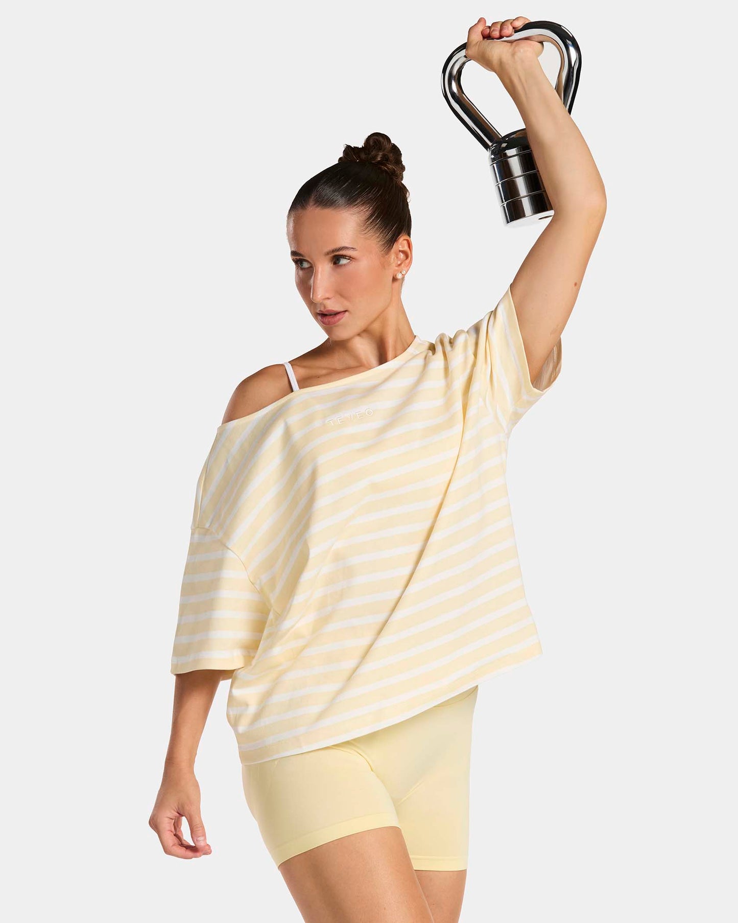 Contrastline Off-Shoulder T-Shirt ‘Butter Yellow Stripe’