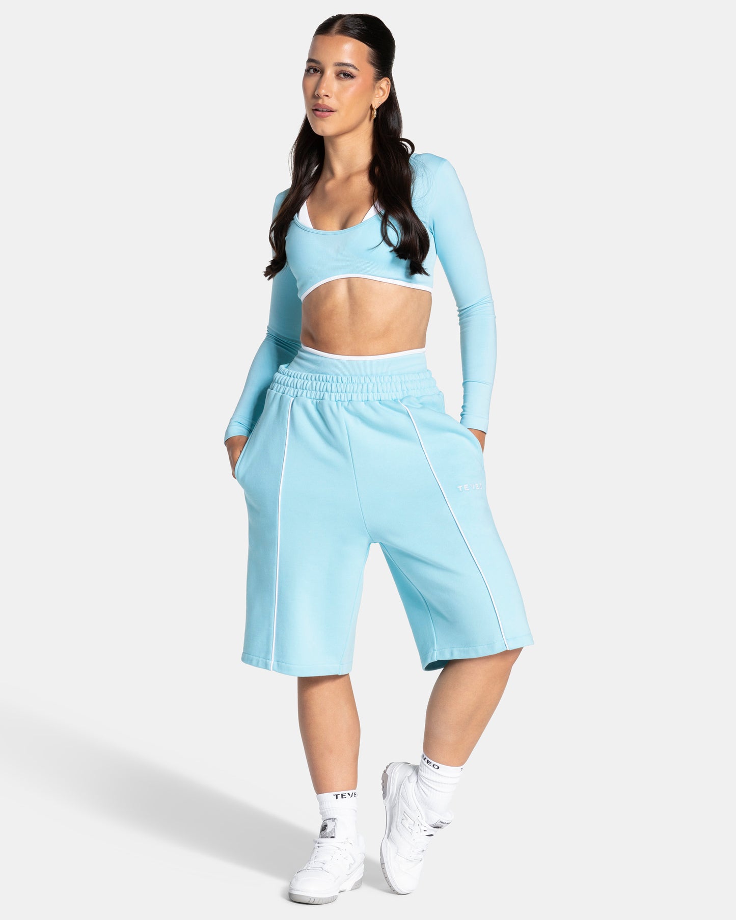 Jorts oversize Contrastline “Arctic Blue"