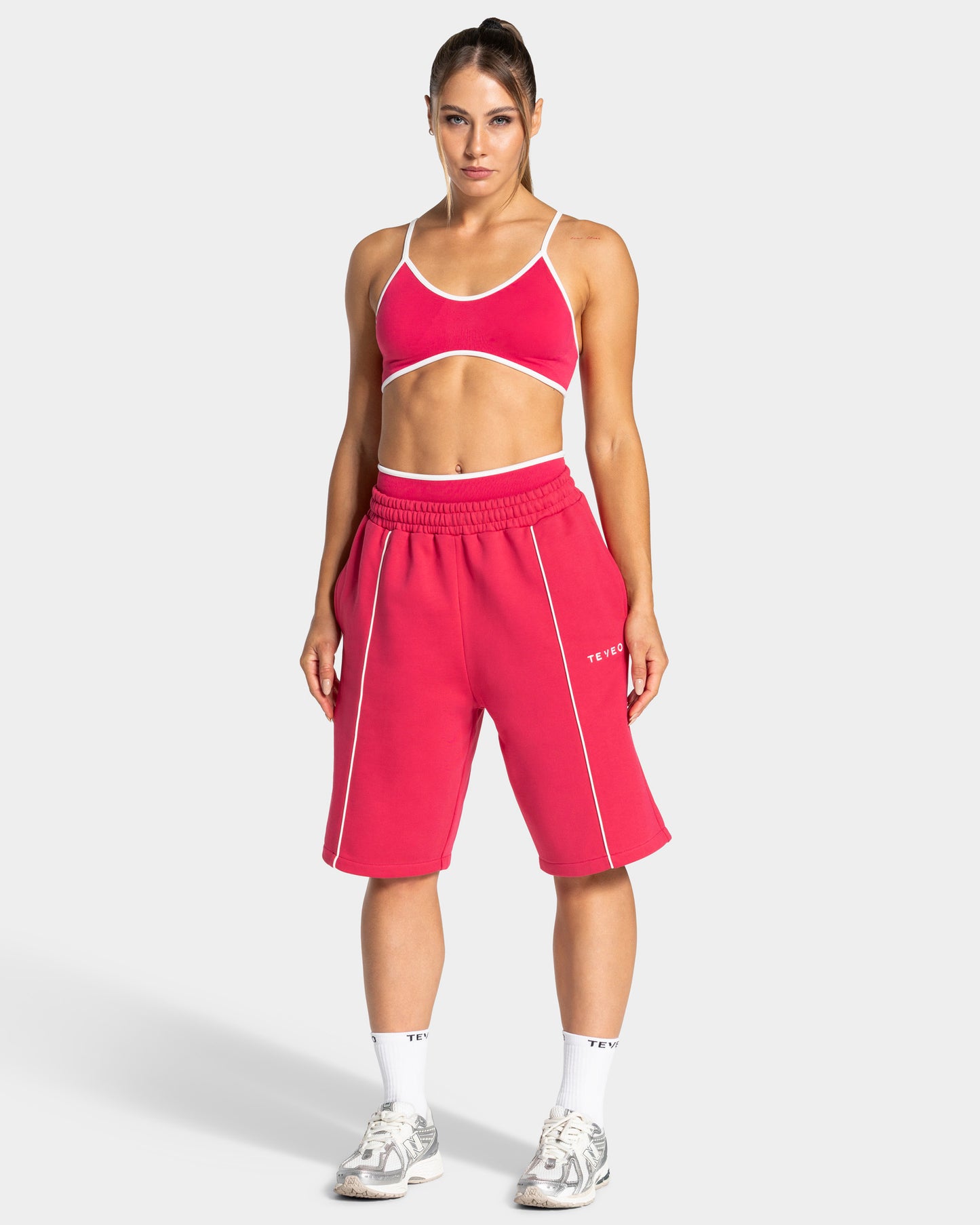 Jorts oversize Contrastline “Berry"