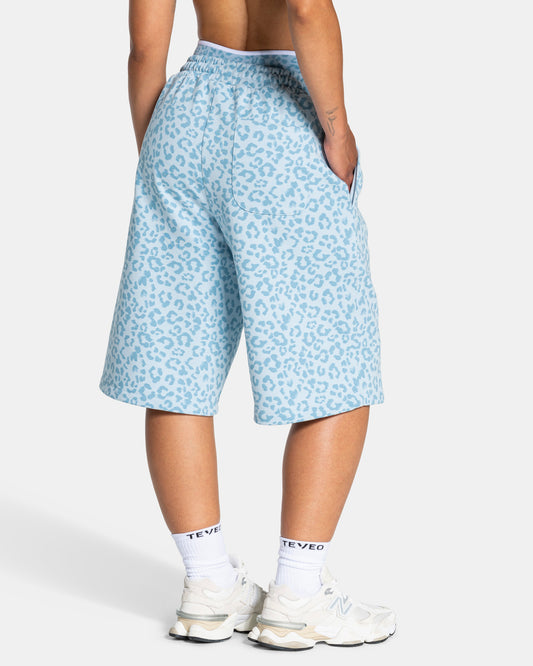 Jorts oversize Contrastline “Stampa leopardo Baby Blu"