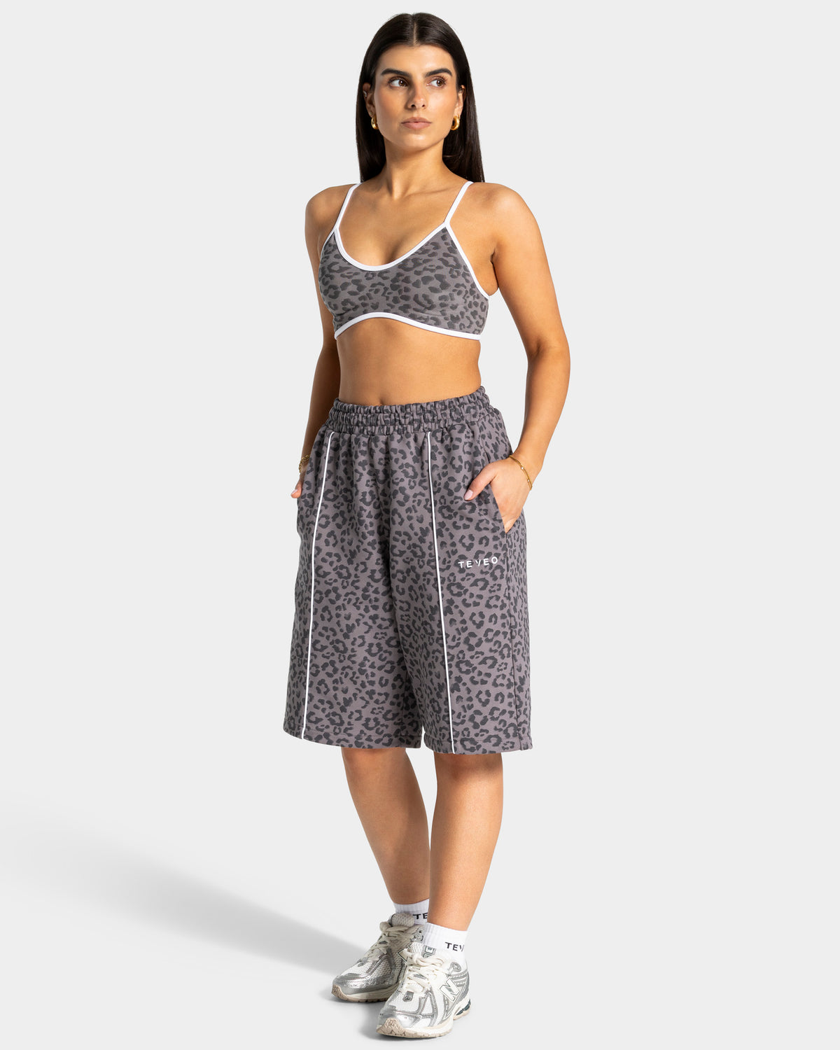 Bermudas oversize Contrastline «leopardo grafito»