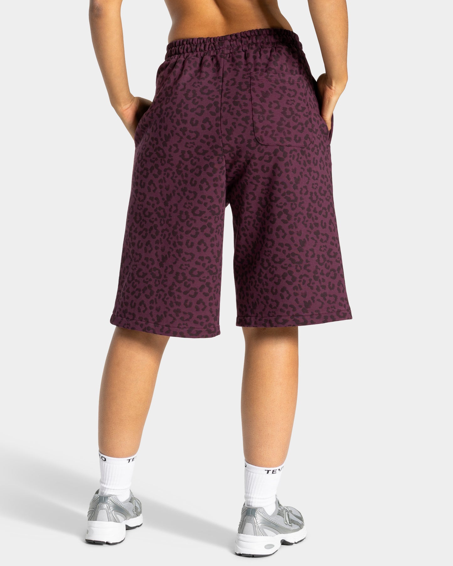 Jorts oversize Contrastline “Stampa leopardata Merlot"