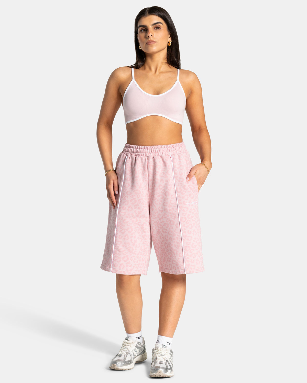 Contrastline Oversized Jorts ‘Light Pink Leopard’