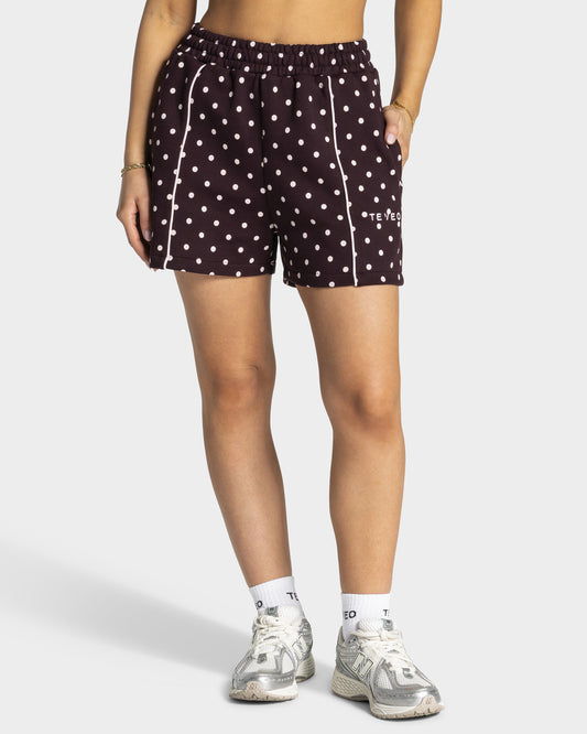 Shorts oversize Contrastline “Colore Merlot con pois"