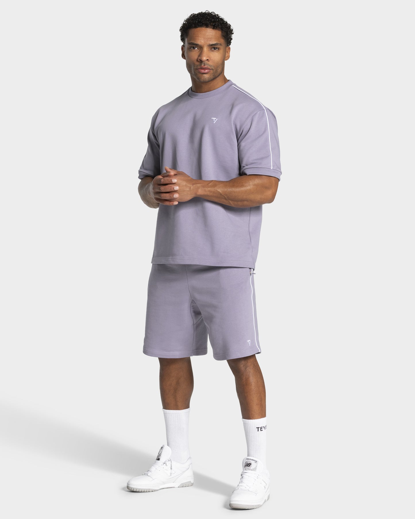 T-shirt Contrastline Oversized „Lavendel”