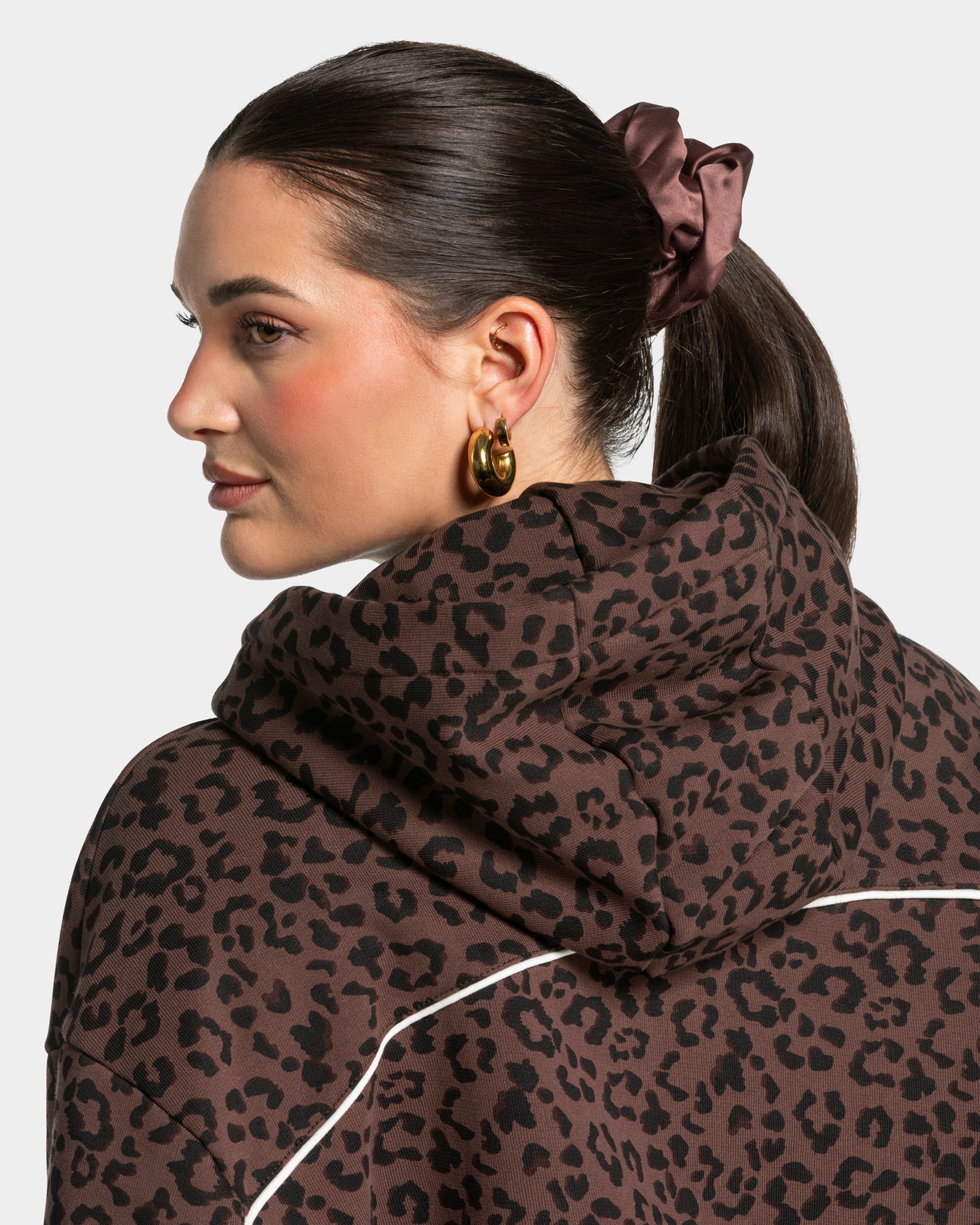 Contrastline Scrunchies (Pack of 2) ‘Espresso/Leopard Print’