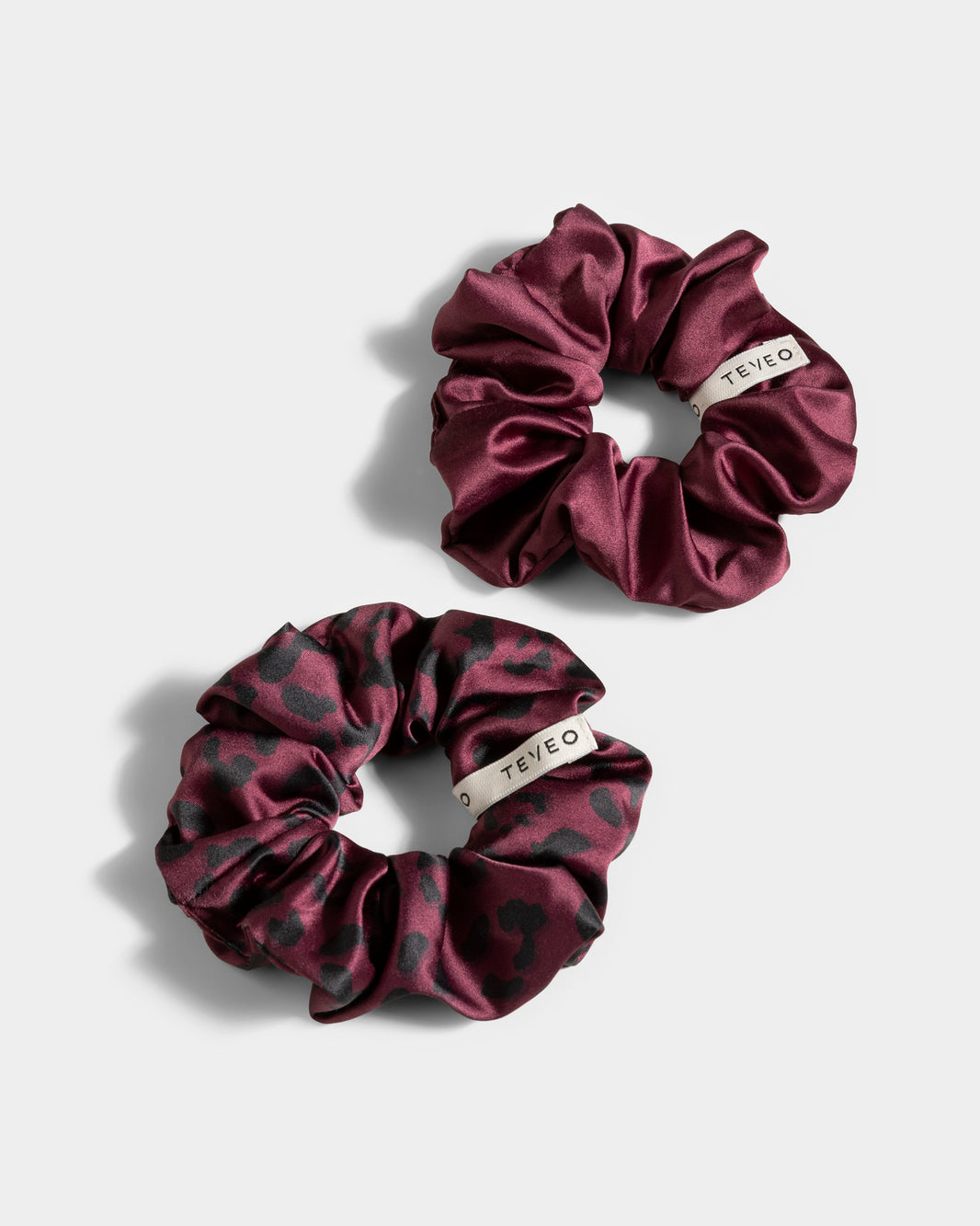 Contrastline Scrunchies (Pack of 2) ‘Merlot/Leopard’