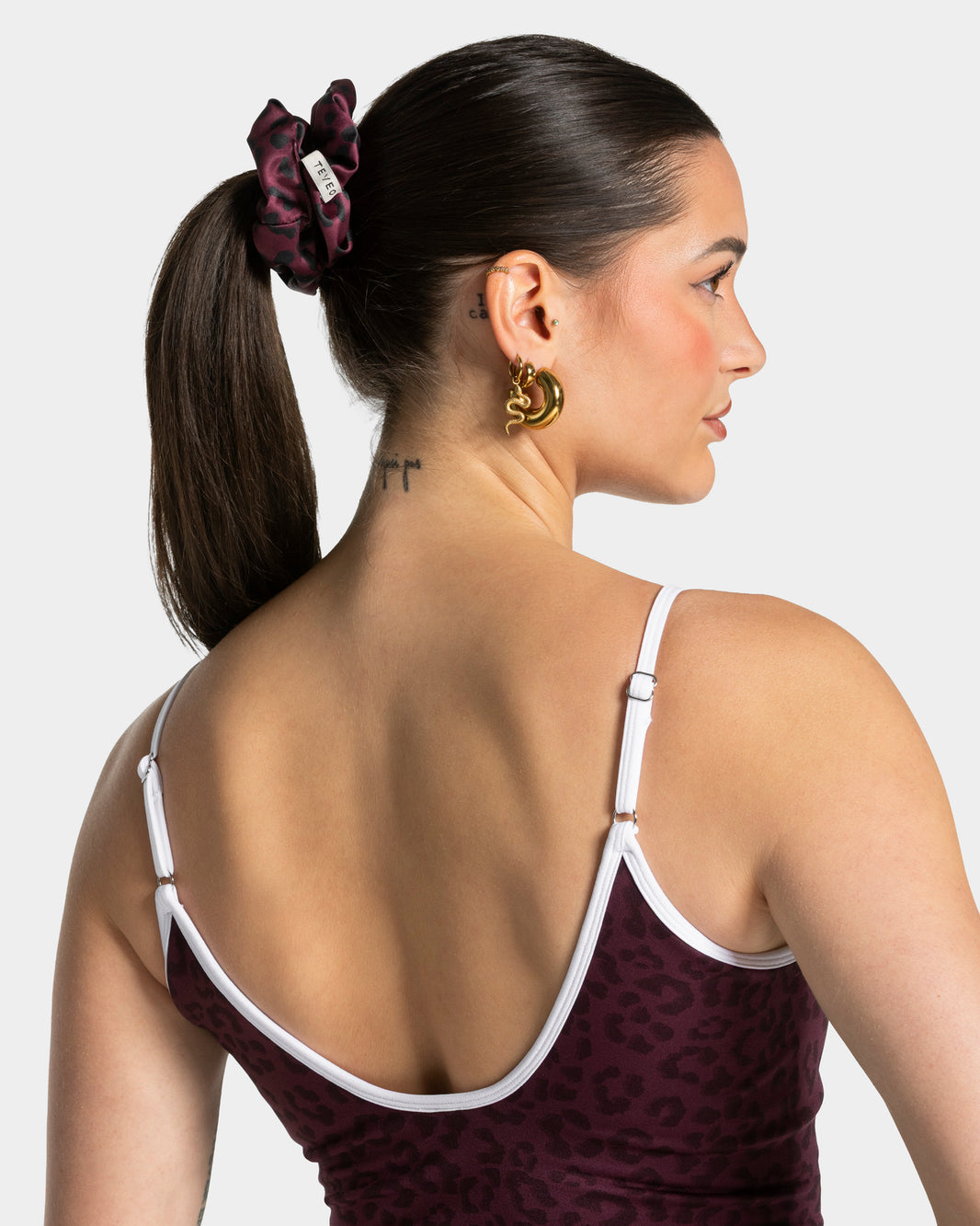 Contrastline Scrunchies (Pack of 2) ‘Merlot/Leopard’