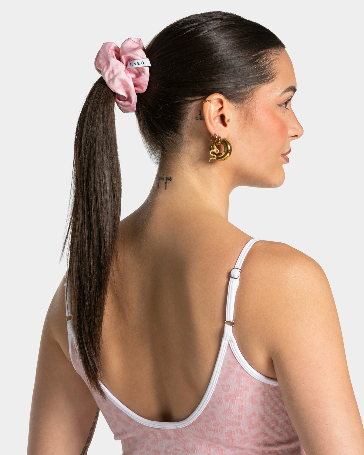 Contrastline Scrunchies (Pack of 2) ‘Light Pink/Leopard’