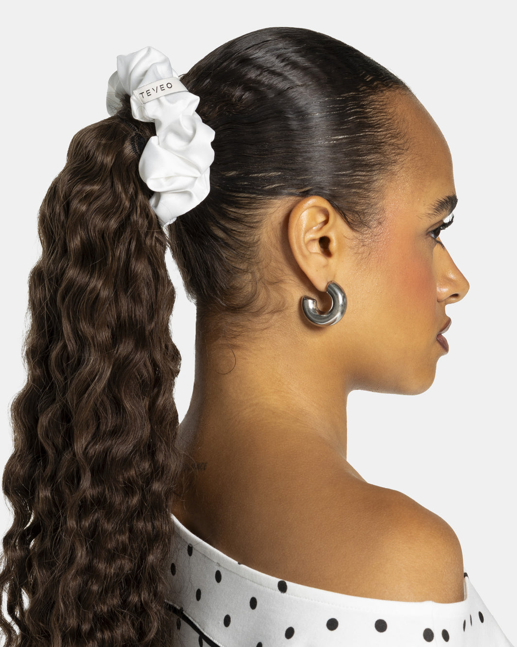 Contrastline Scrunchies (2-Pack) ‘White - Polka Dot’