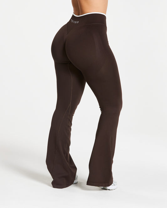 Contrastline Sculpt Scrunch Flared Leggings Regular "Espresso"