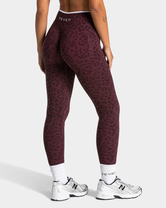 Leggings Sculpt Scrunch Contrastline “Stampa leopardata Merlot"