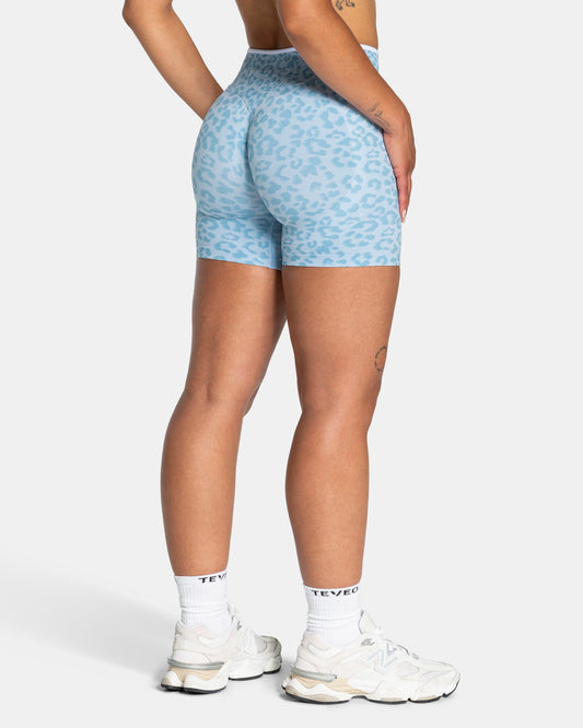 Shorts Sculpt Scrunch Contrastline “Stampa leopardo Baby Blu"