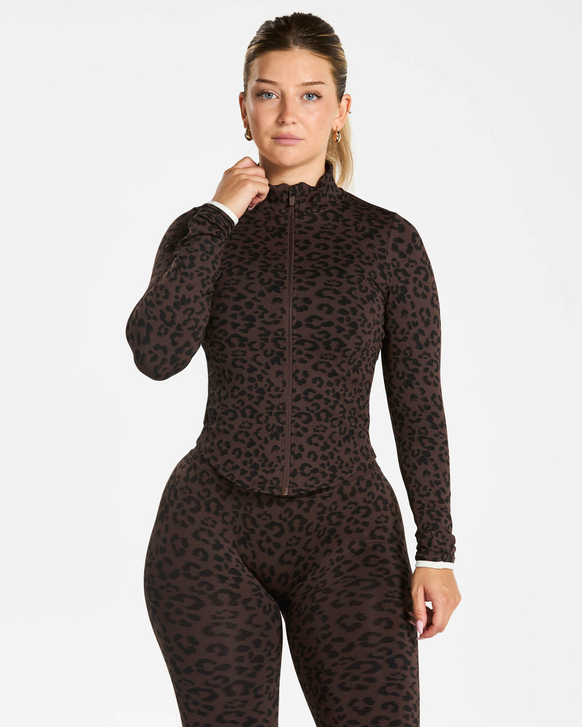 Contrastline Shaping Zip Jacket ‘Espresso Leopard’