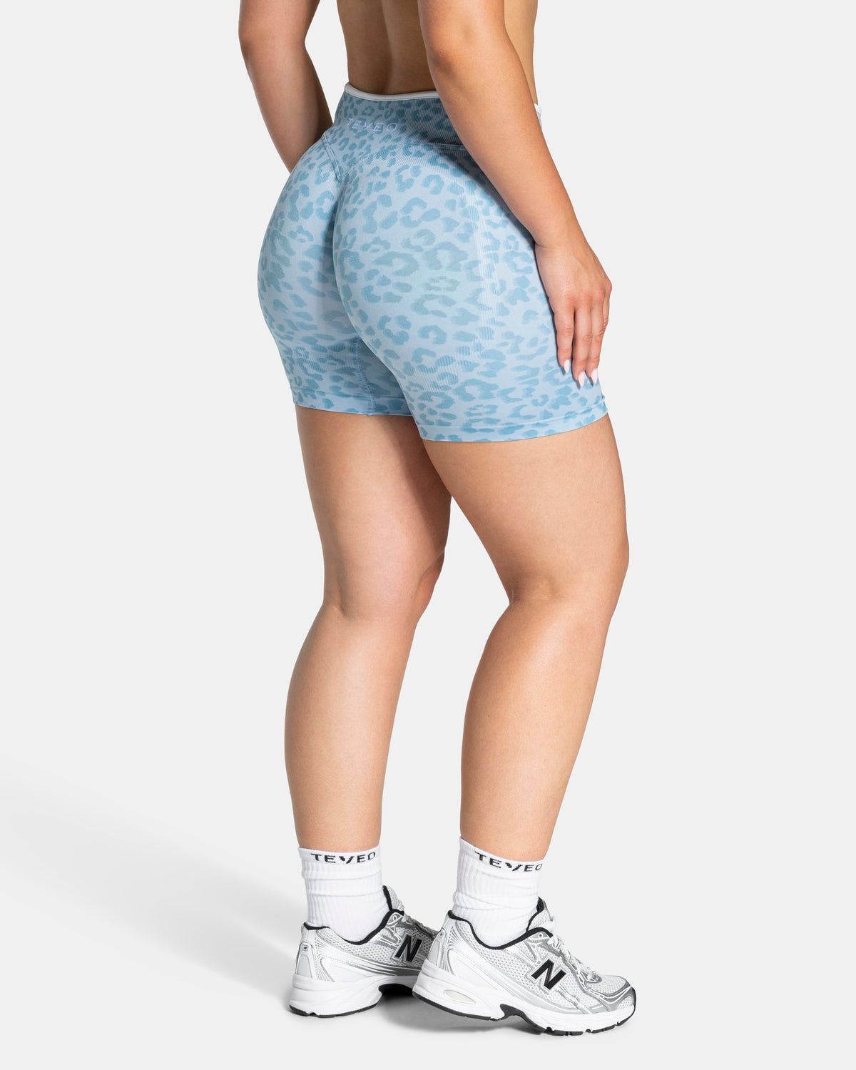 Shorts Contrastline “Stampa leopardo Baby Blu"
