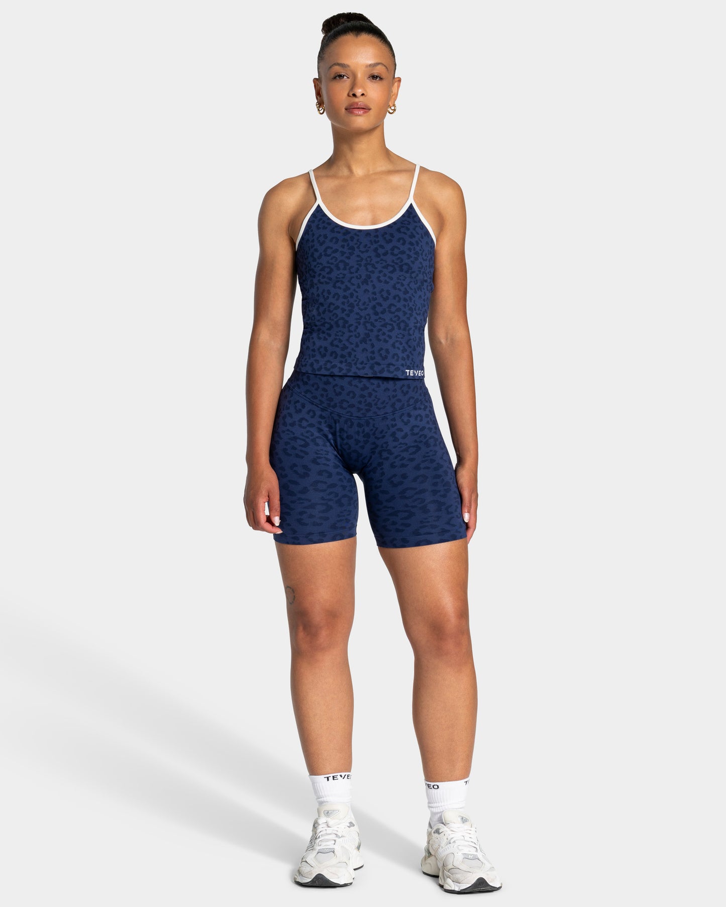 Shorts Contrastline “Stampa leopardo Blu Scuro"