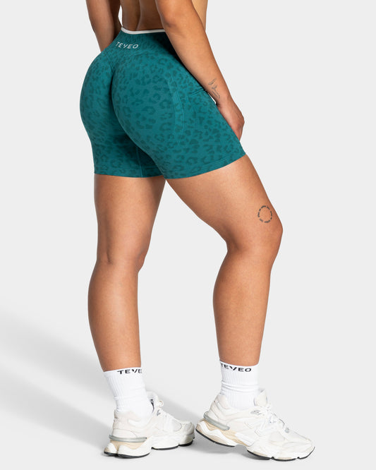 Shorts Contrastline “Stampa leopardo Petrol"