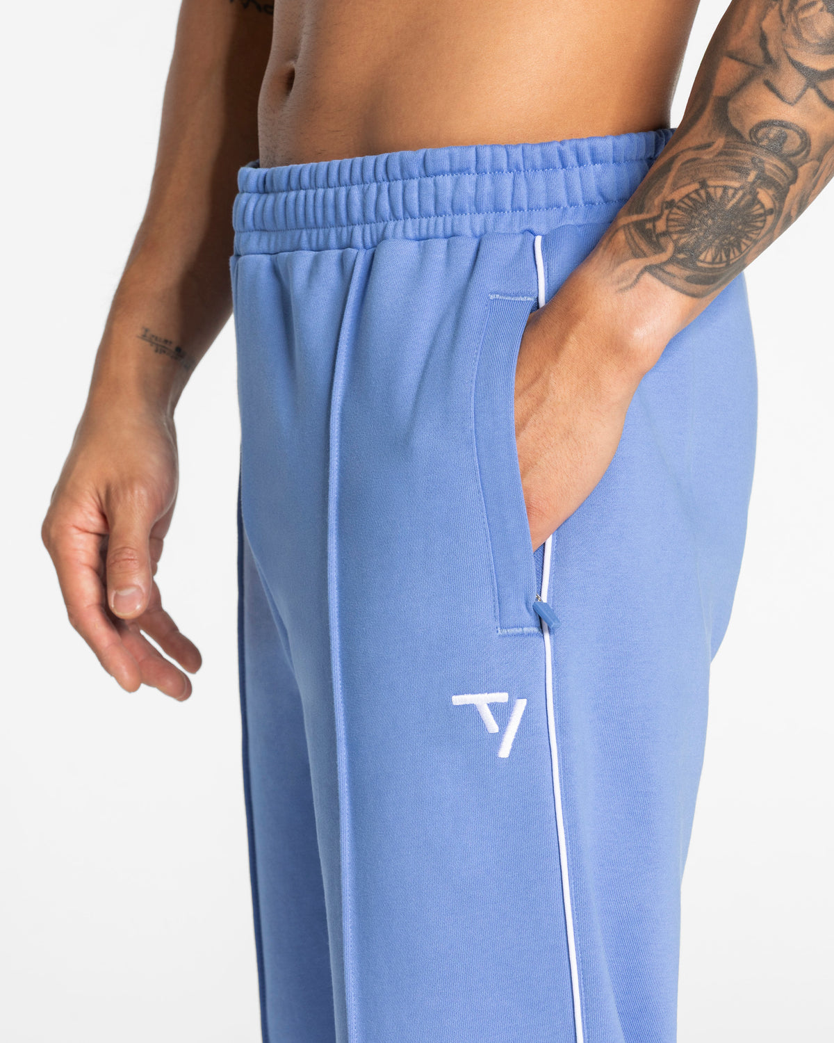 Contrastline Straight Leg Joggers ‘Azure’