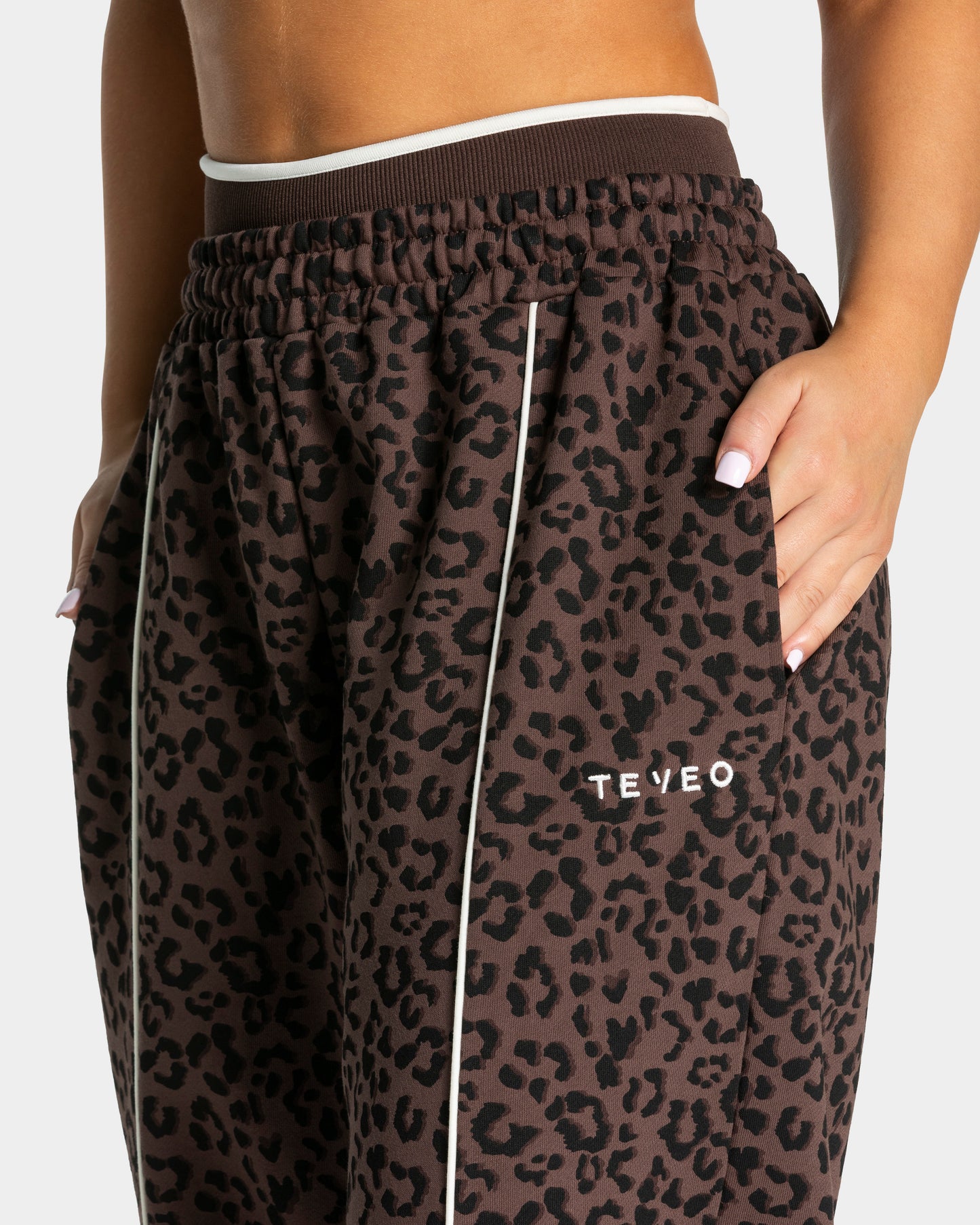 Contrastline Wide Leg Joggers ‘Espresso Leopard’