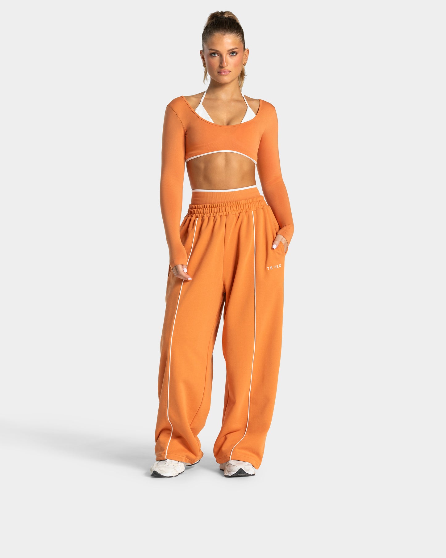 Pantalon de jogging Wide Leg Contrastline « Pumpkin Spice »