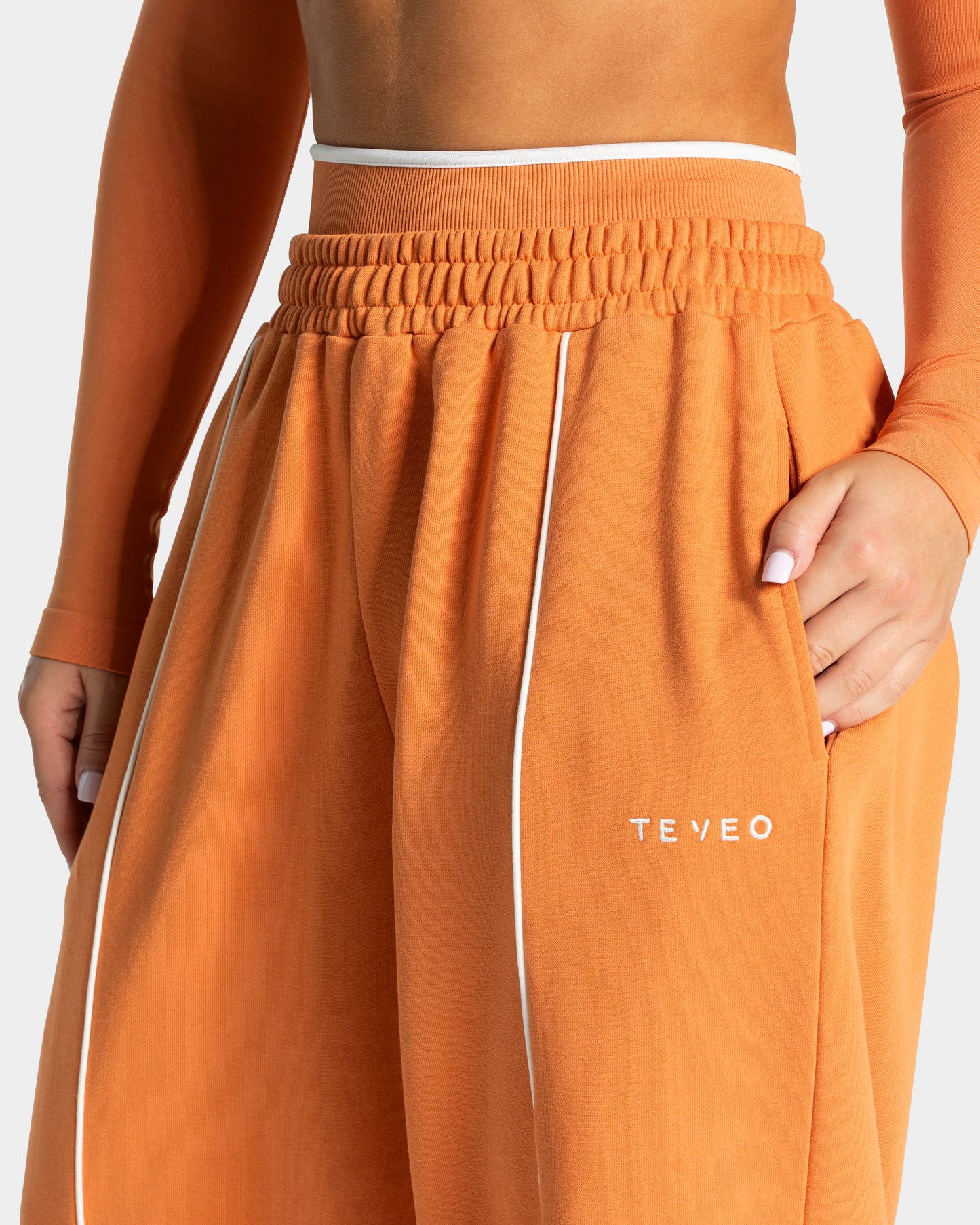 Pantalon de jogging Wide Leg Contrastline « Pumpkin Spice »