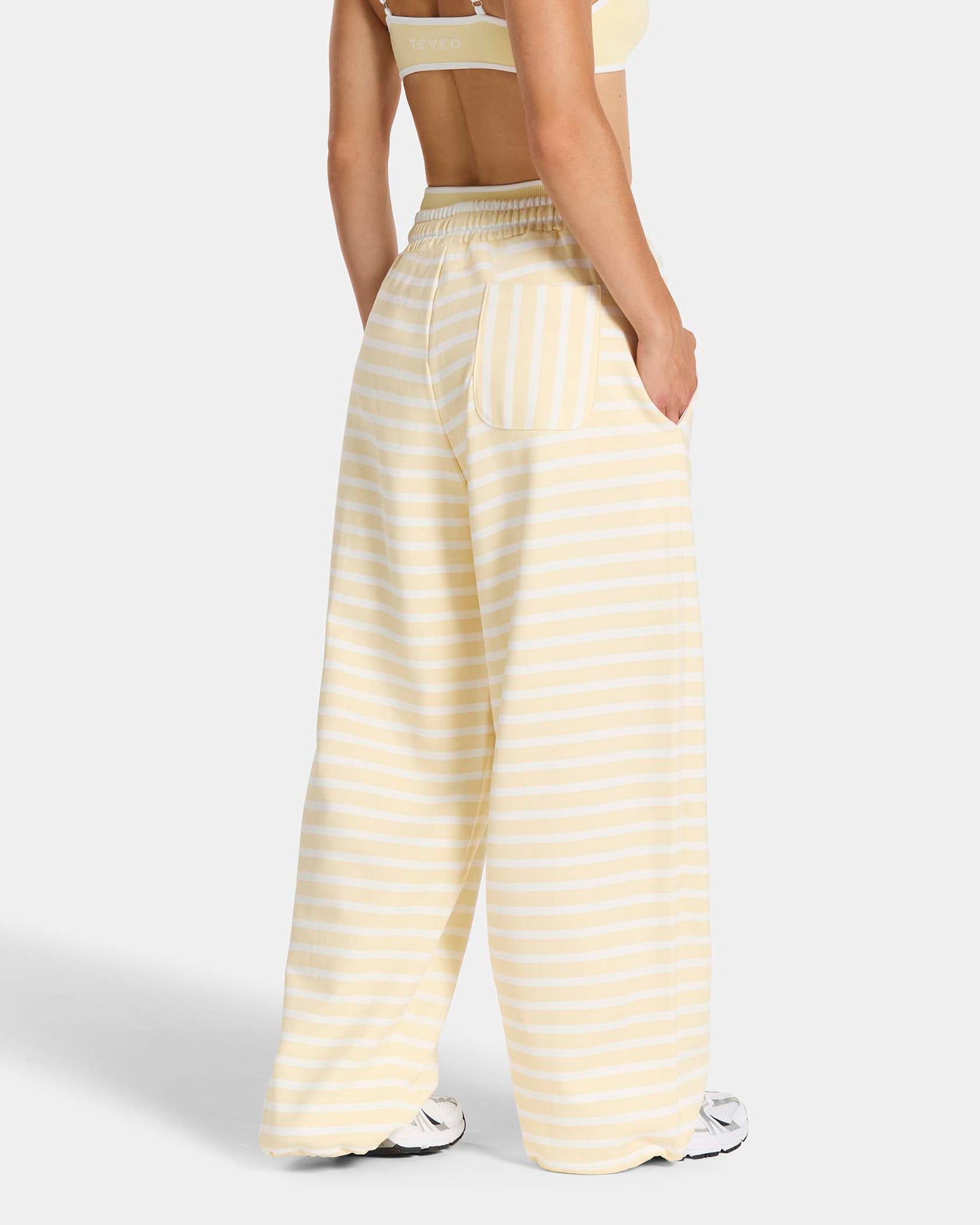 Contrastline Wide Leg Joggers ‘Butter Yellow Stripe’