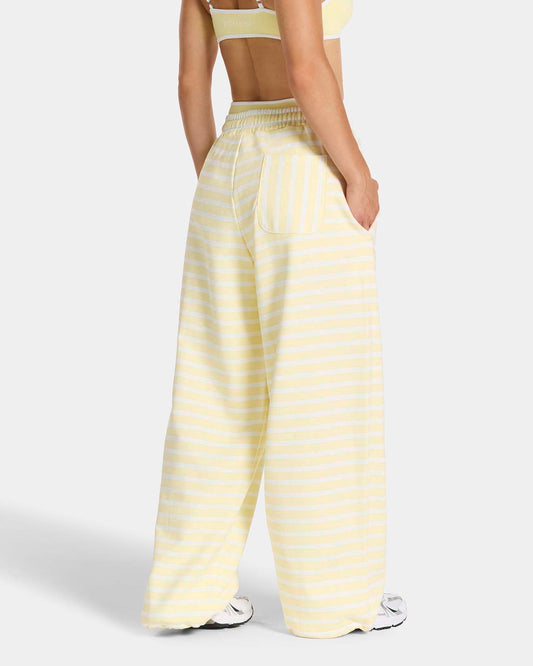 Contrastline Wide Leg Joggers ‘Butter Yellow Stripe’