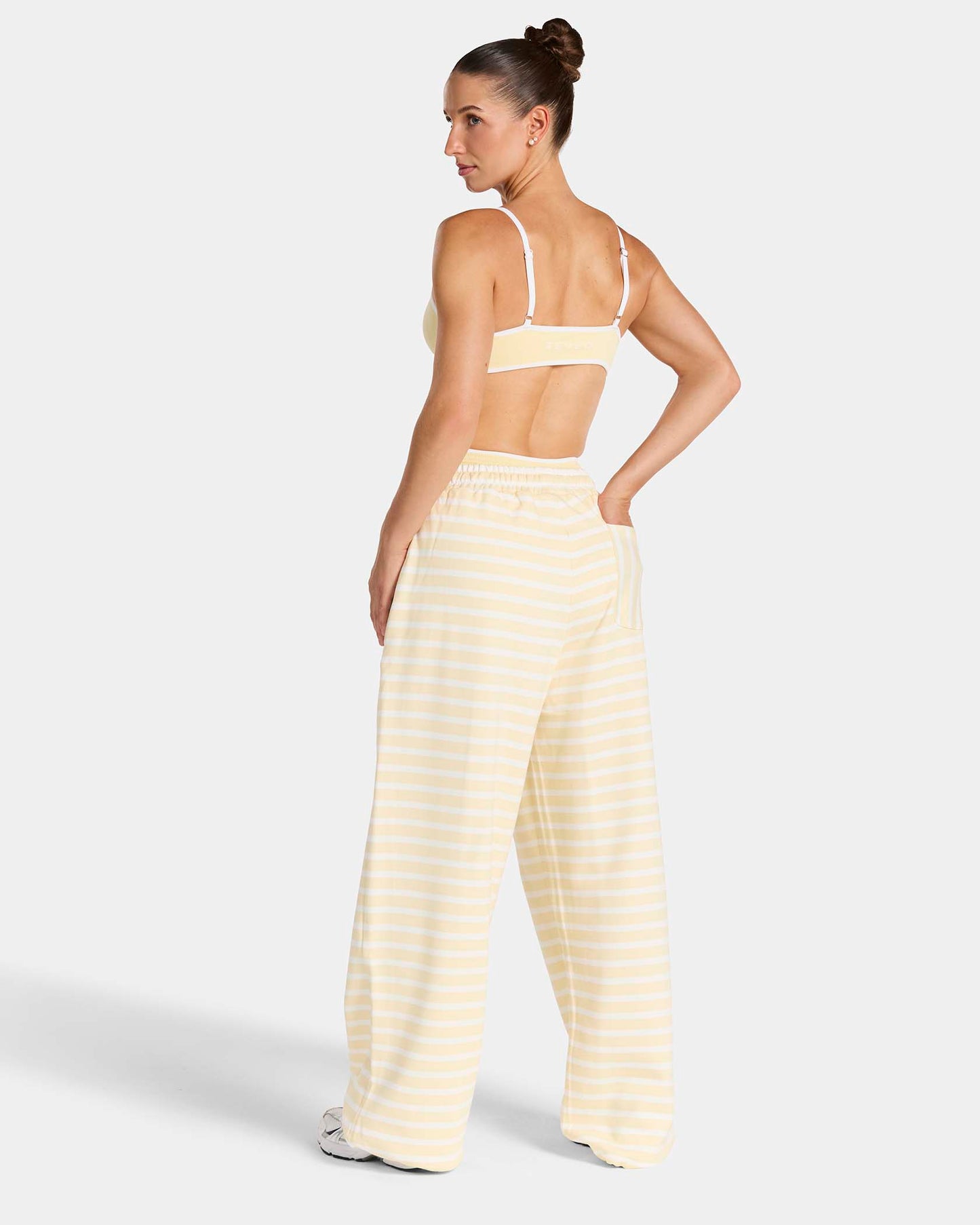 Contrastline Wide Leg Joggers ‘Butter Yellow Stripe’